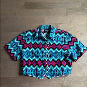 Vintage Aztec Cropped Short Sleeve Jacket L
